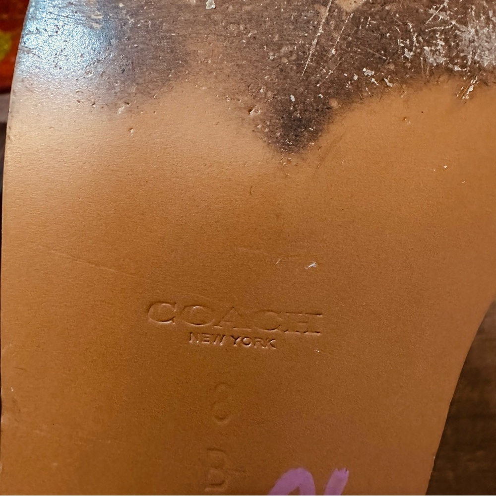 Coach Lillianna Suede & Leather Detail Studded Buckle Boots in Brown (Size 8B) - Picture 10 of 12